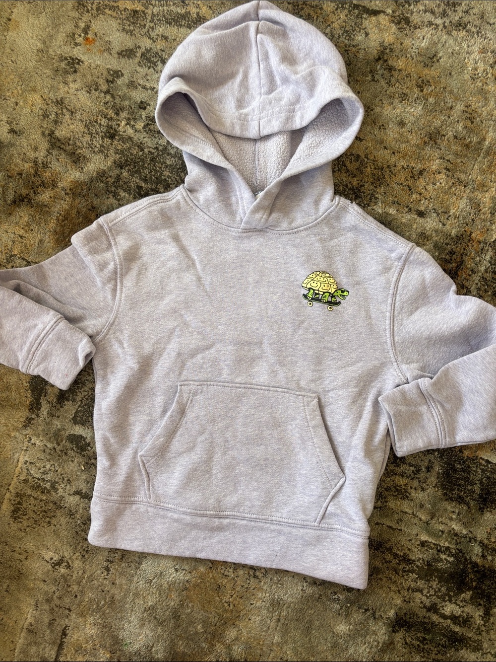 Old Navy Light Gray Hoodie with Small Turtle Skate Patch